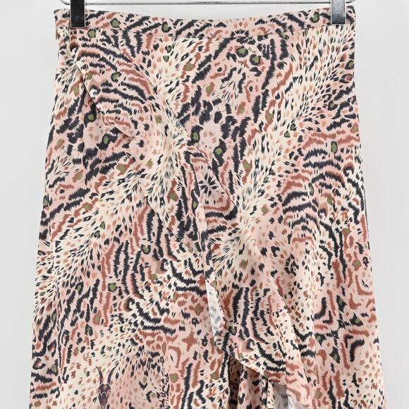 ALLSAINTS Skirt Size 4‎ Raya Arietta Animal Print Multi Ruffled Asymmetric Hem - Picture 3 of 13